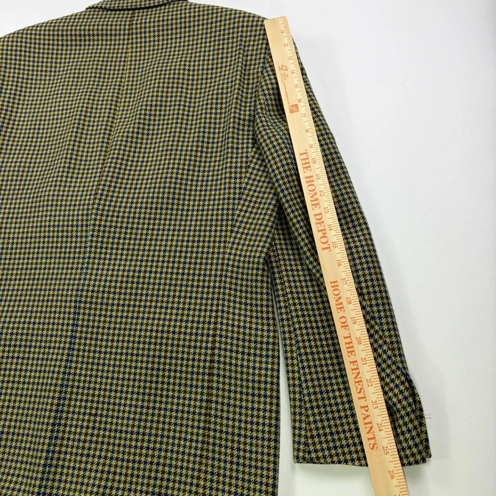 VTG Alandales Ermenegildo Zegna Wool Sport Coat Mens 42R Tan Houndstooth Blazer